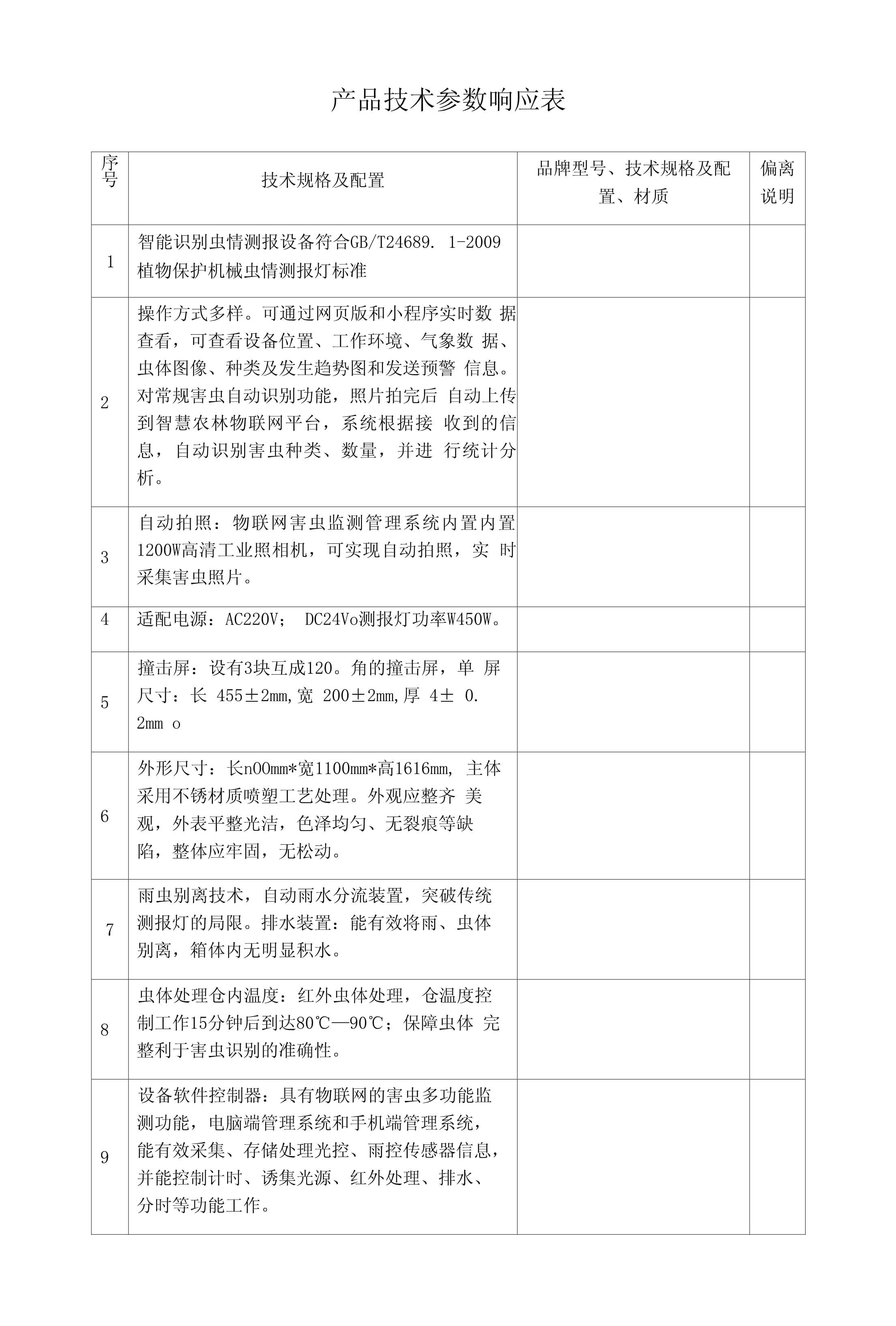 產(chǎn)品技術(shù)參數(shù)響應(yīng)表 第1頁(yè)——技術(shù)開發(fā)需求解析